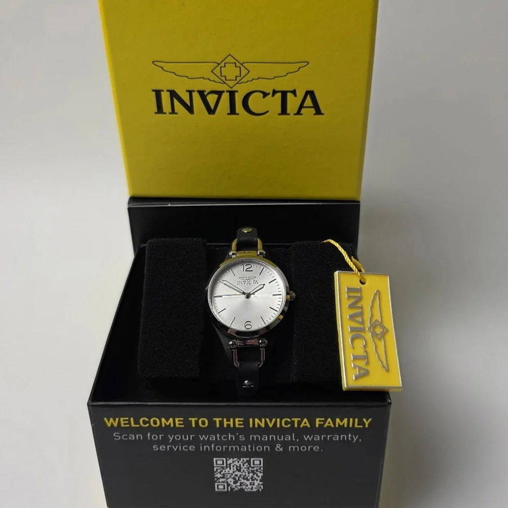 NEW Invicta Wildflower Women's Watch - 32mm, Black Leather Band (49588) #0484‎